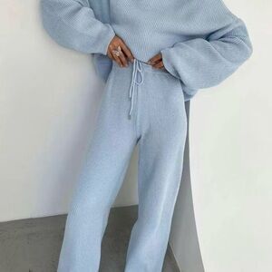 Light Blue Knit sweat set